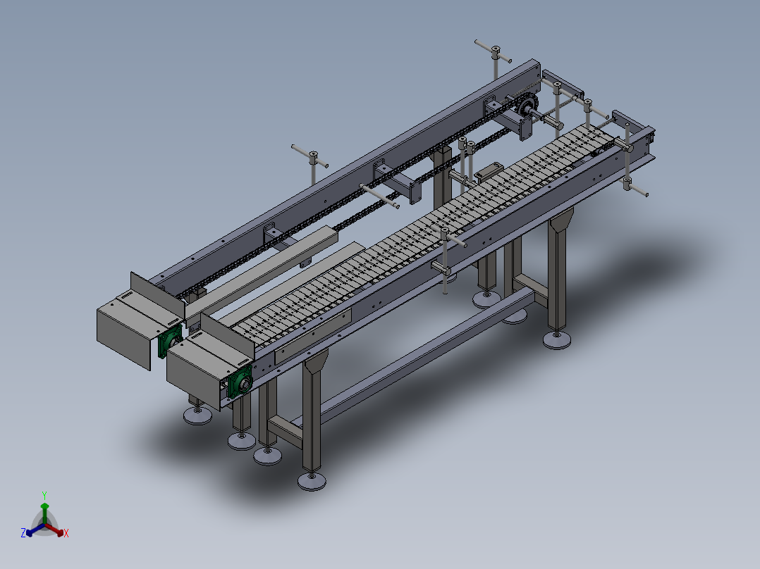 双排链式传送机构sw17可编辑正等轴测图
