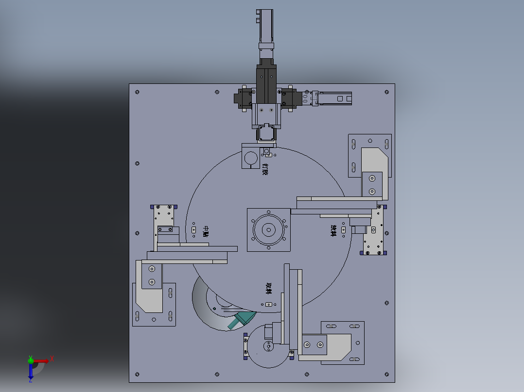 4工作位转台（sw12可编辑+工程图）俯视图