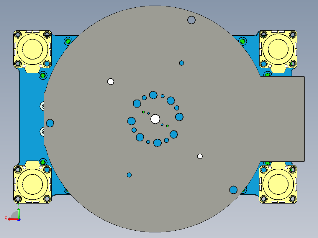 一款电脑金属外壳车铣外观面工装治具模型后视图