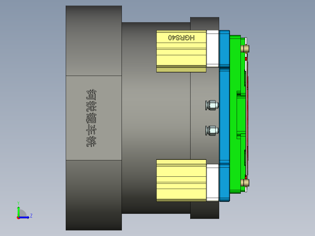 一款电脑金属外壳车铣外观面工装治具模型左视图