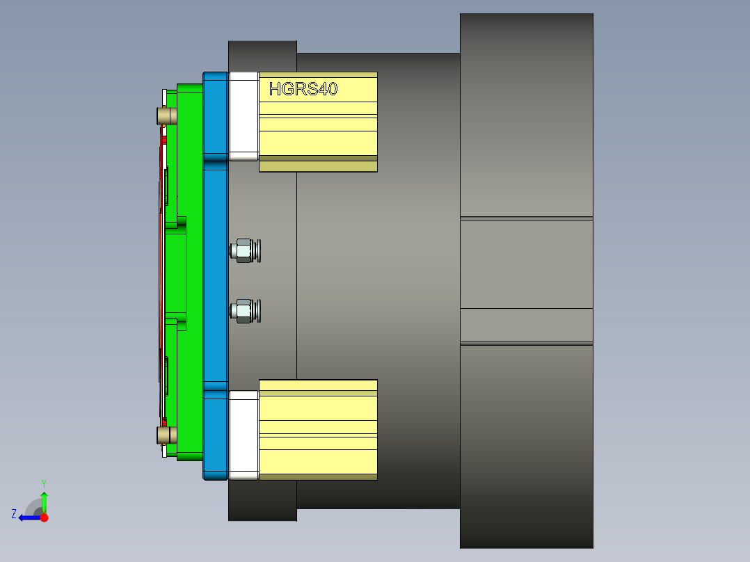 一款电脑金属外壳车铣外观面工装治具模型右视图