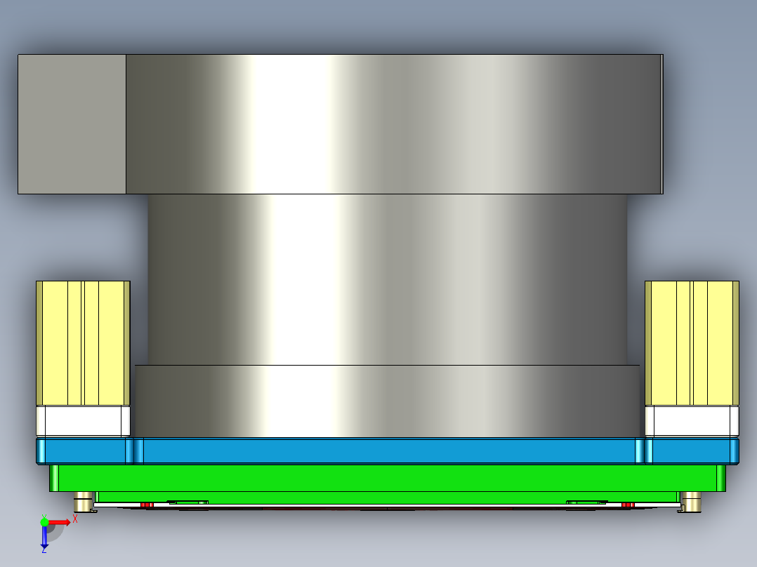 一款电脑金属外壳车铣外观面工装治具模型俯视图