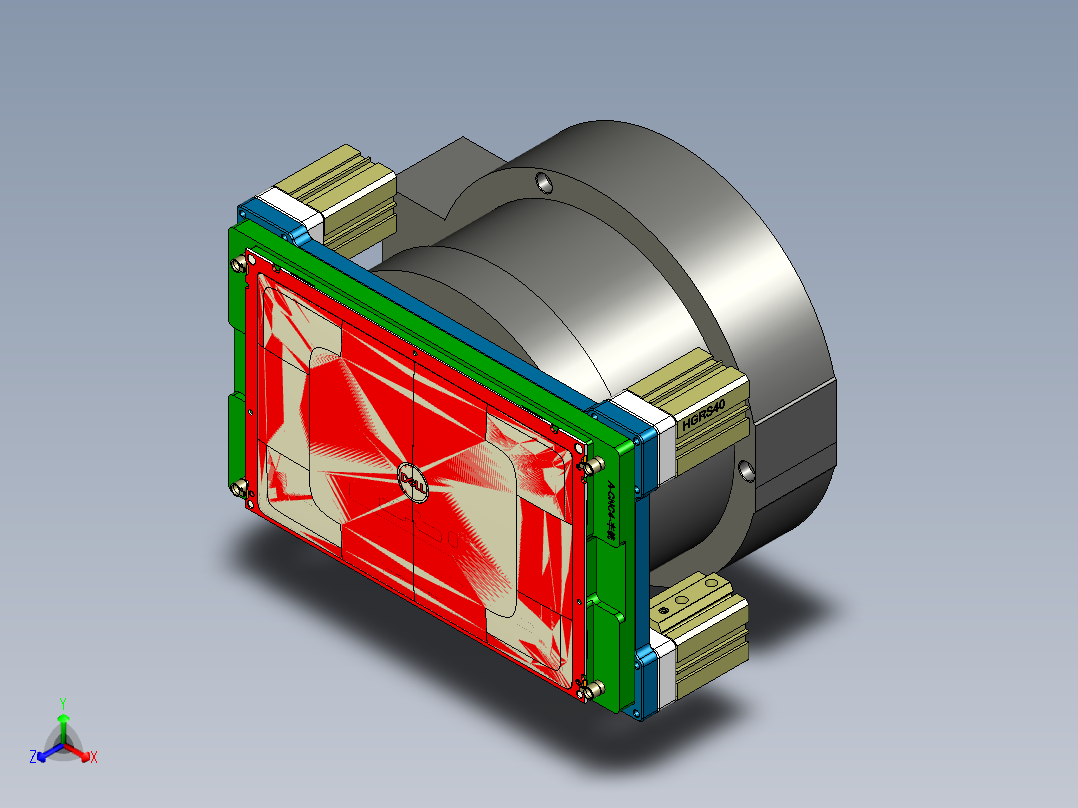 一款电脑金属外壳车铣外观面工装治具模型正等轴测图