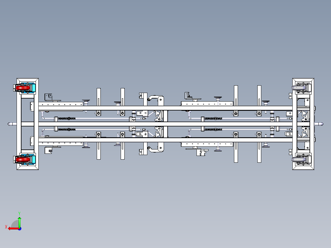 四门小车共用料架后视图