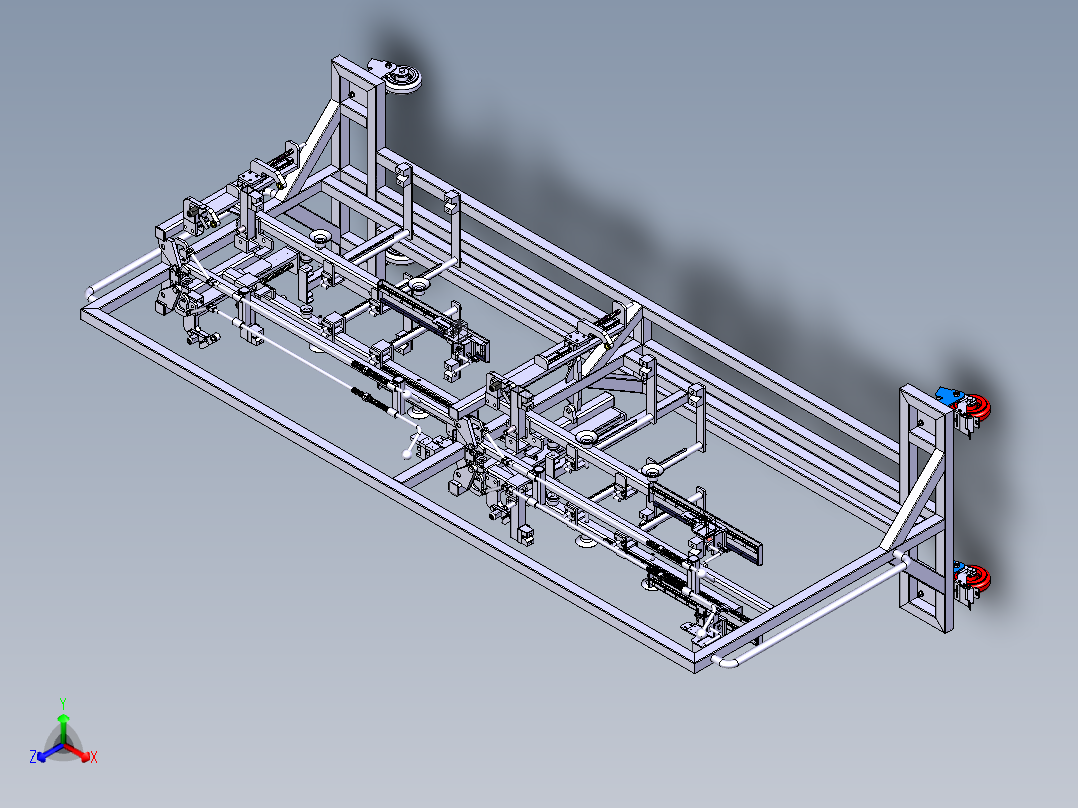 四门小车共用料架正等轴测图