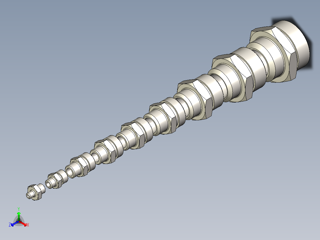 焊接式直通管接头(6~50)JB970-77主视图