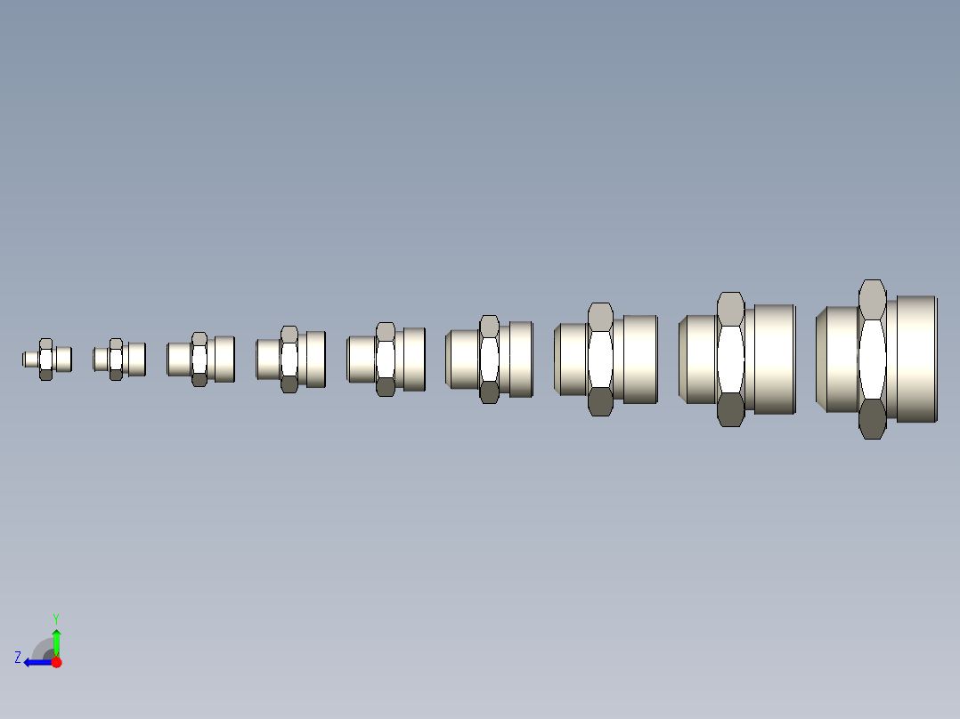 焊接式直通管接头(6~50)JB970-77右视图