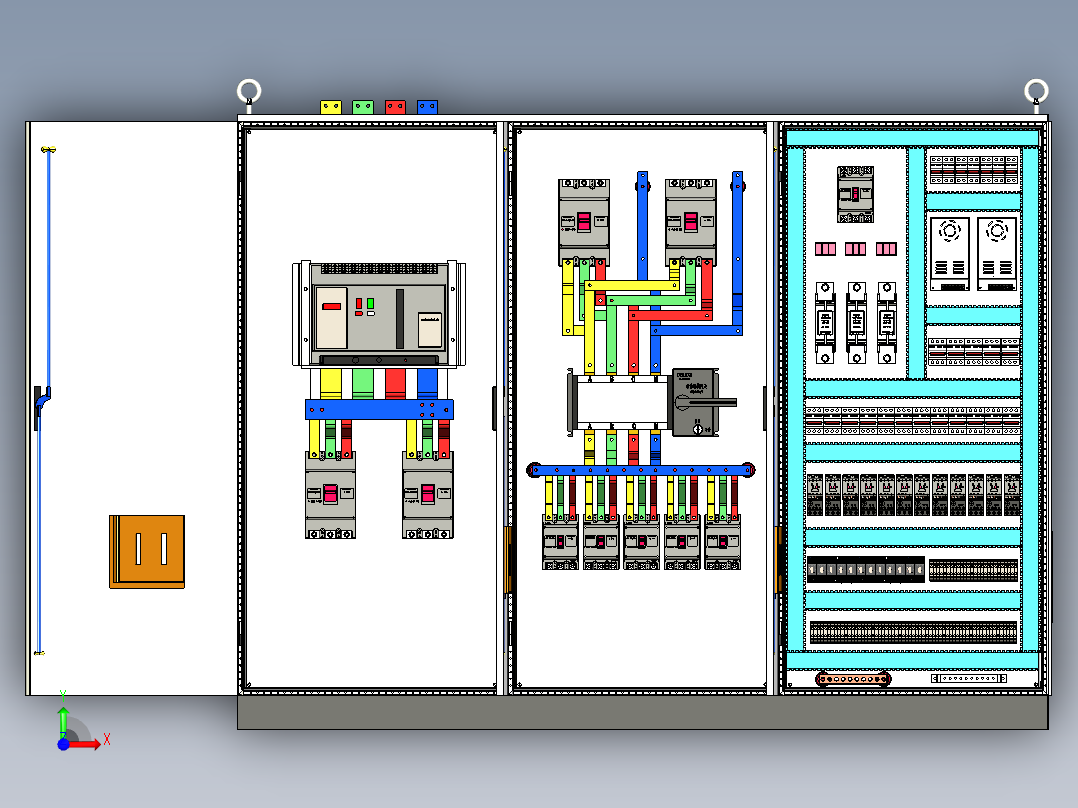 三柜组装万能断路器双电源风机消防控制柜 55315前视图