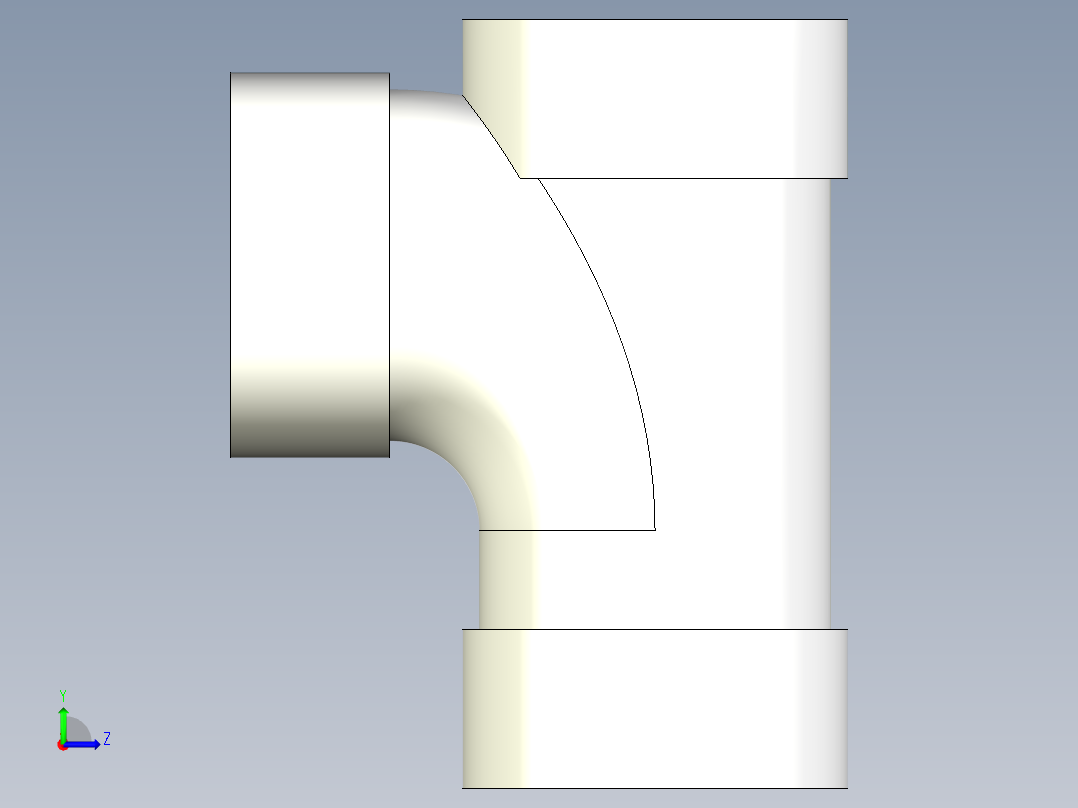 B3004517-基于夏洛特管件90度卫生三通带配置左视图