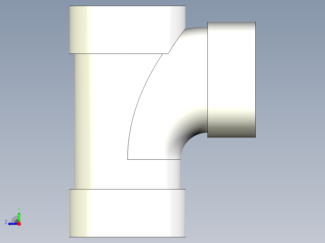 B3004517-基于夏洛特管件90度卫生三通带配置右视图