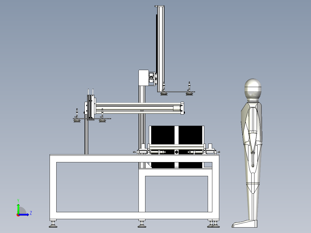 自动上下料双面钣金涂油机左视图