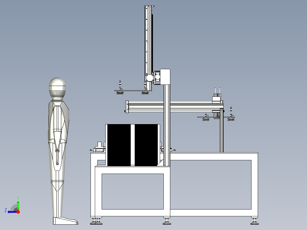 自动上下料双面钣金涂油机右视图