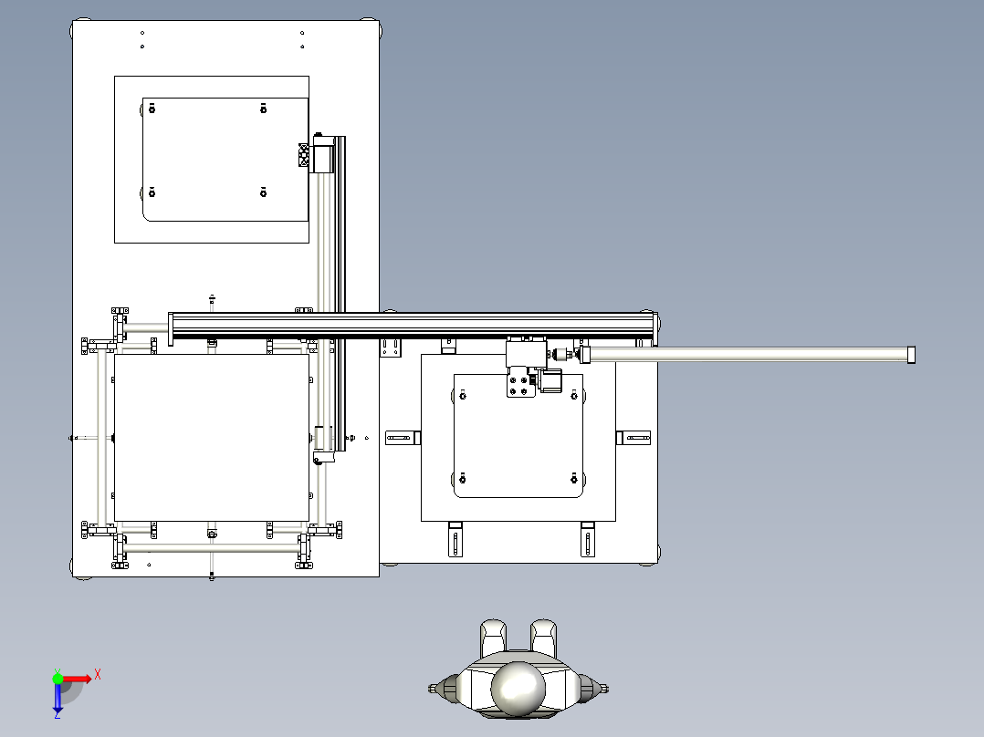 自动上下料双面钣金涂油机俯视图