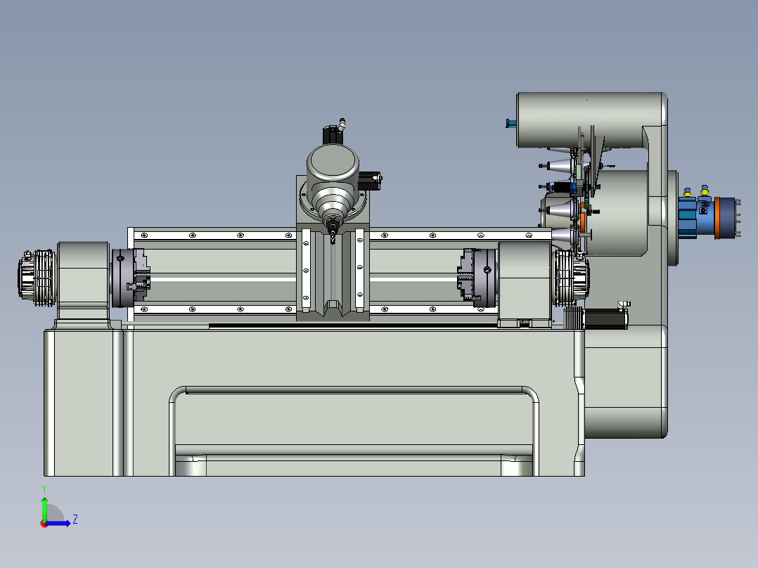 Slika CNC lathe数控车床3D数模图纸左视图