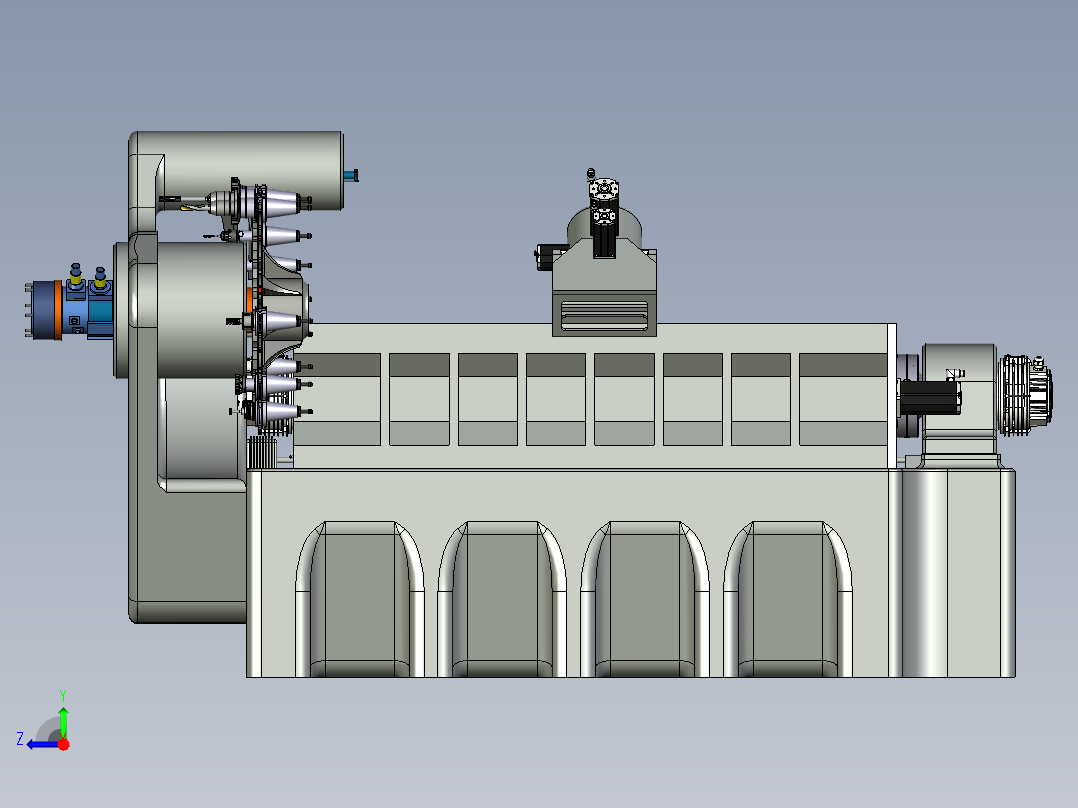 Slika CNC lathe数控车床3D数模图纸右视图