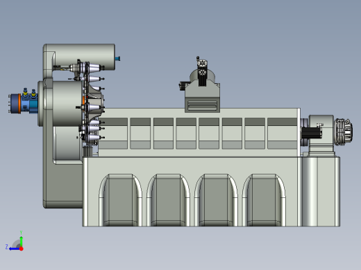 Slika CNC lathe数控车床3D数模图纸右视缩略图