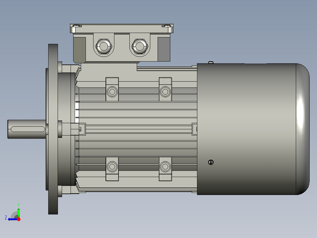 Y3EJ系列电机B5安装(63180L)Y2EJ-100-4P-3kW-B5右视图