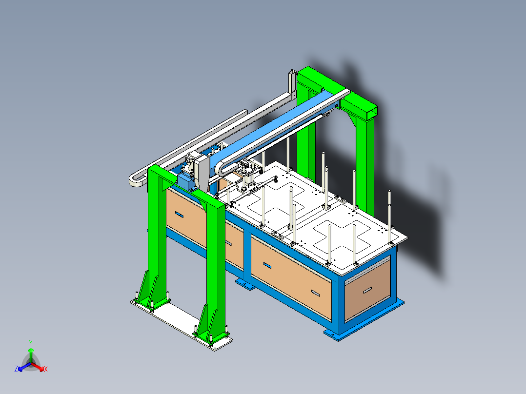 冲床料片自动化送料与桁架机械手取料设计主视图