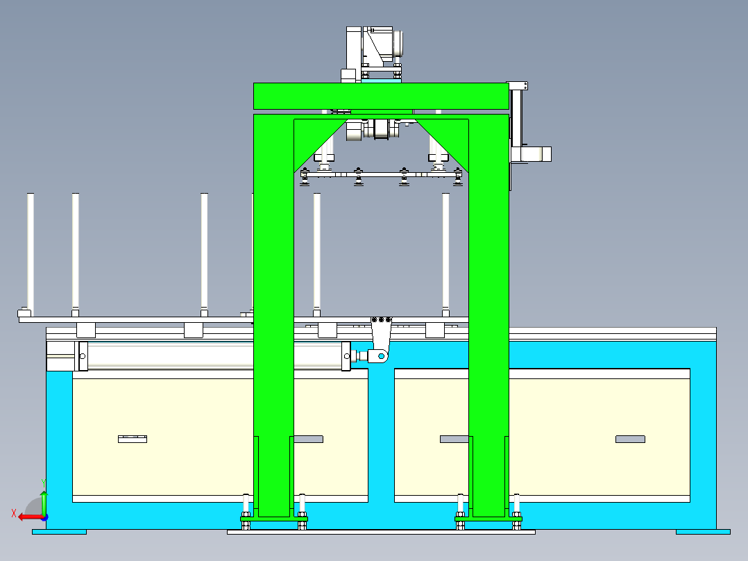 冲床料片自动化送料与桁架机械手取料设计后视图