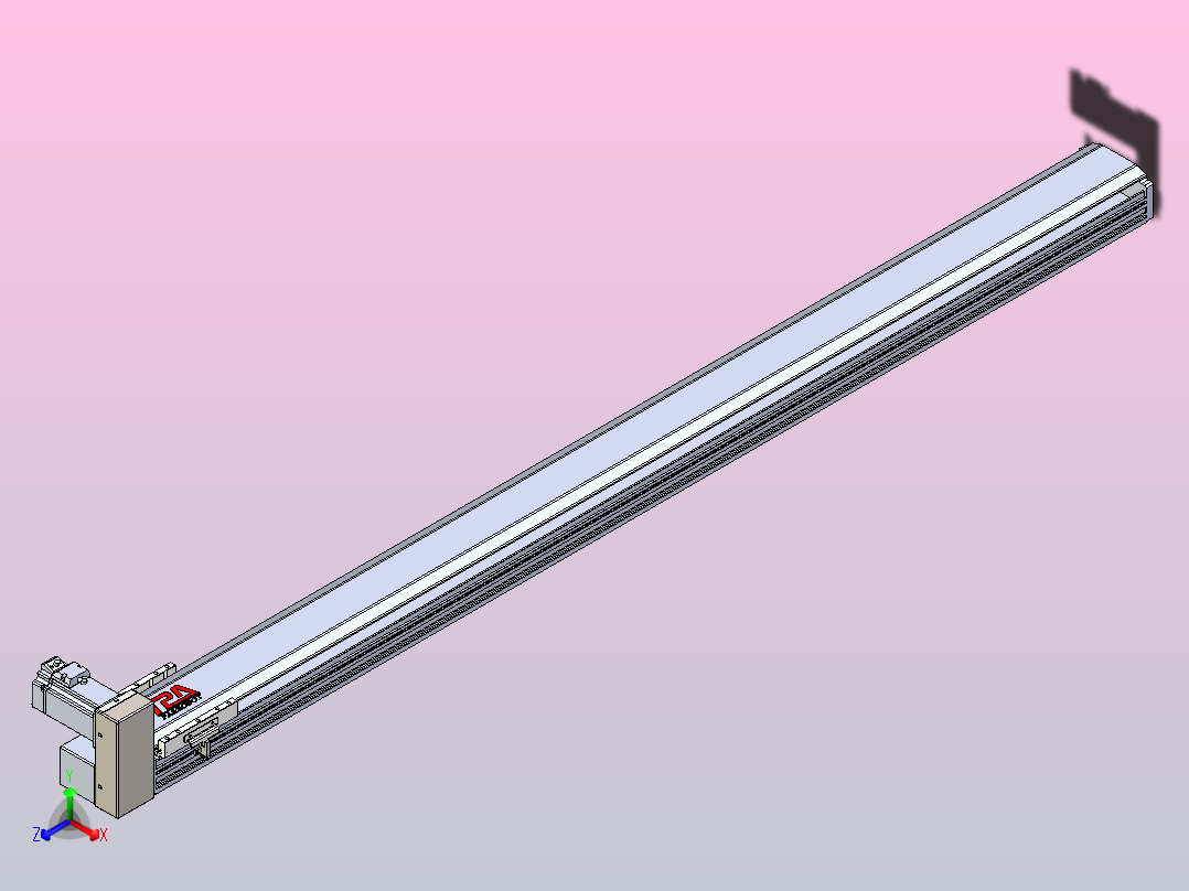 皮带直线轴半封闭可选导轨TPA-HNB-120D-110-L1550-RU-Y-P40-N3正等轴测图