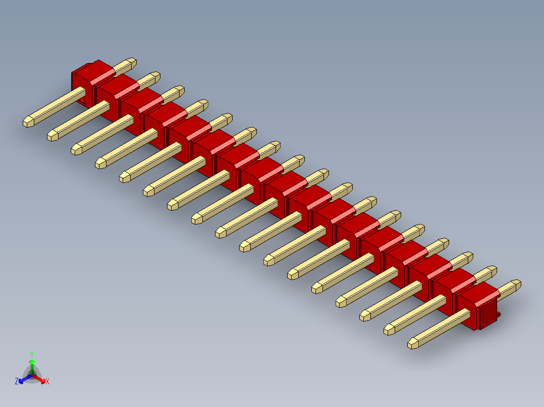 彩色公头100mil（2.54mm）系列-DS1021_red_1x17p_100mil_Type1_rev1.0主视图