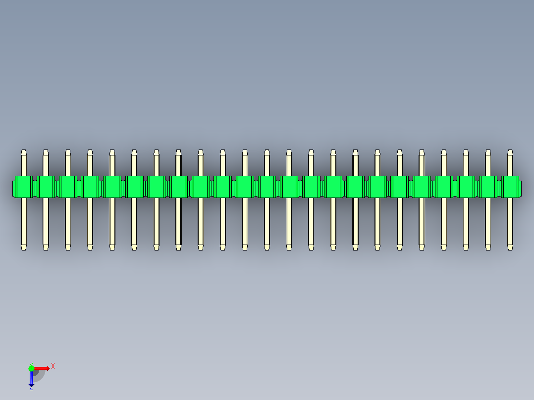 彩色公头100mil（2.54mm）系列-DS1021_green_3x23p_100mil_Type1_rev1.0俯视图