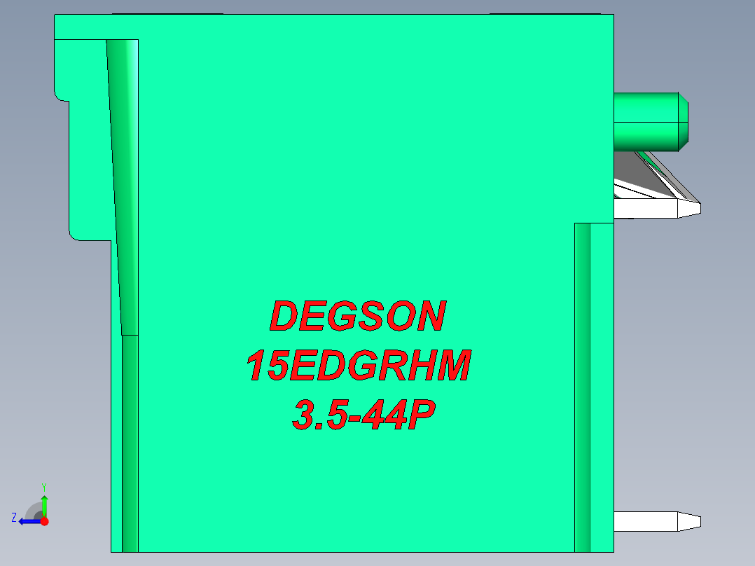 DEGSON 15EDG（公头） 3.5mm 螺钉锁紧，插拔式接线端子 FullPack-15EDGRHM-3.5-44P-14-00AH右视图