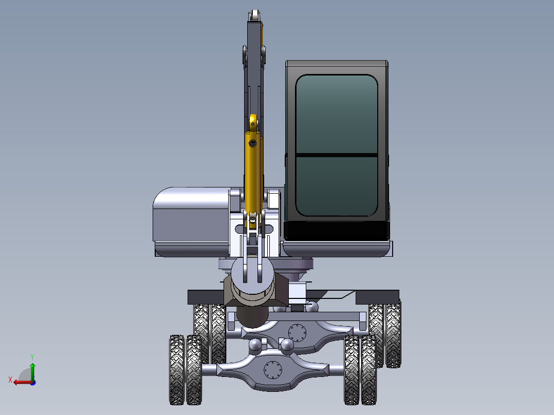 挖掘机改装整车上装部件后视图