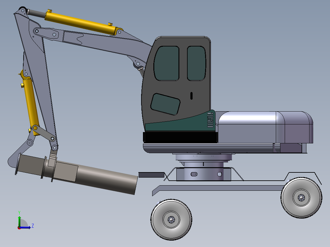 挖掘机改装整车上装部件左视图