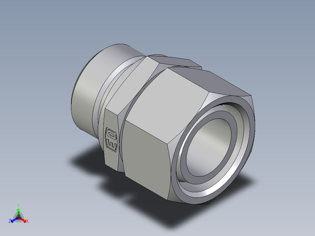 卡套式工业通用硬管接头EO_Swivel_connector_EGE28LREDCF正等轴测图