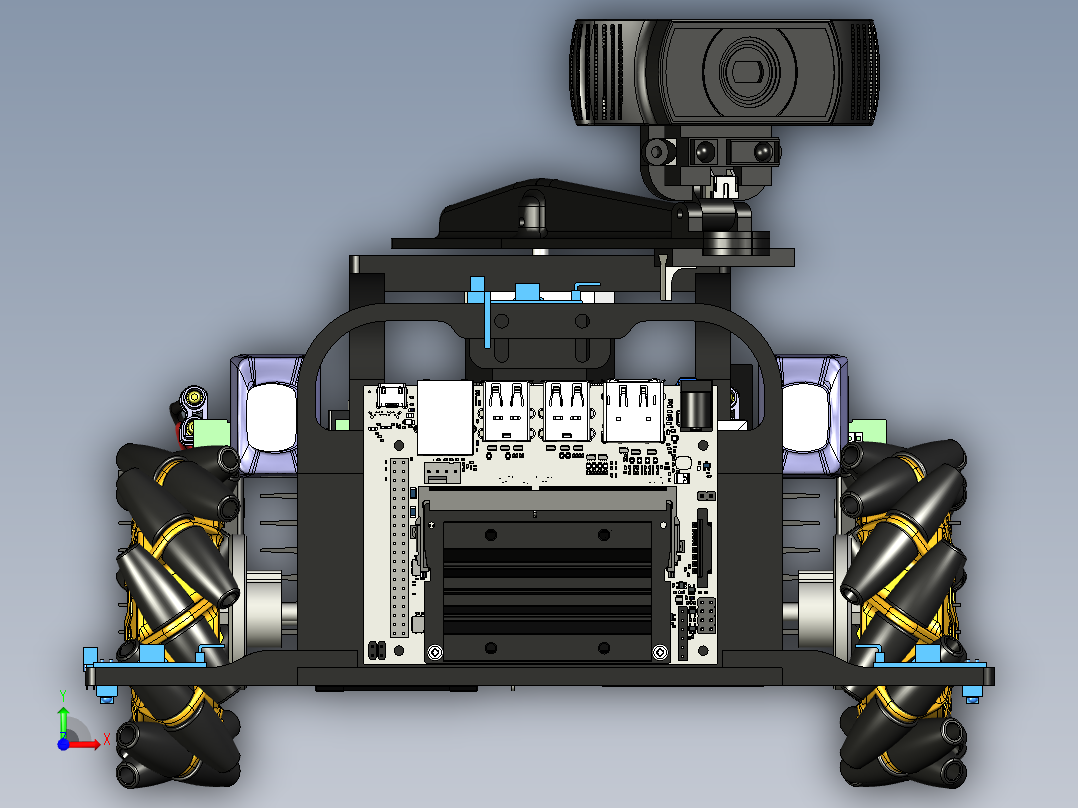 麦克纳姆轮拍摄机器人车前视图