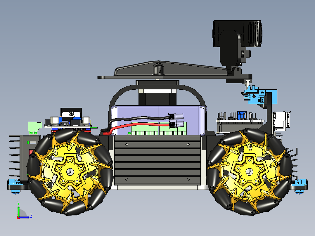 麦克纳姆轮拍摄机器人车左视图