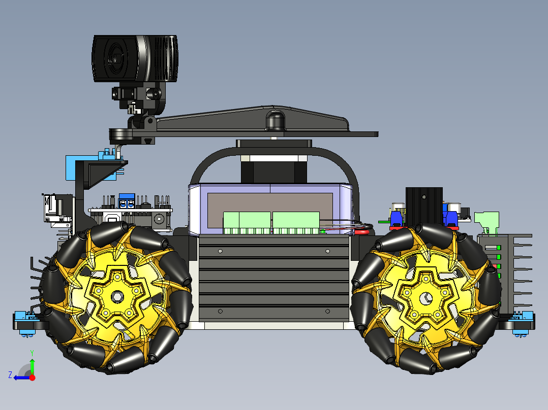 麦克纳姆轮拍摄机器人车右视图