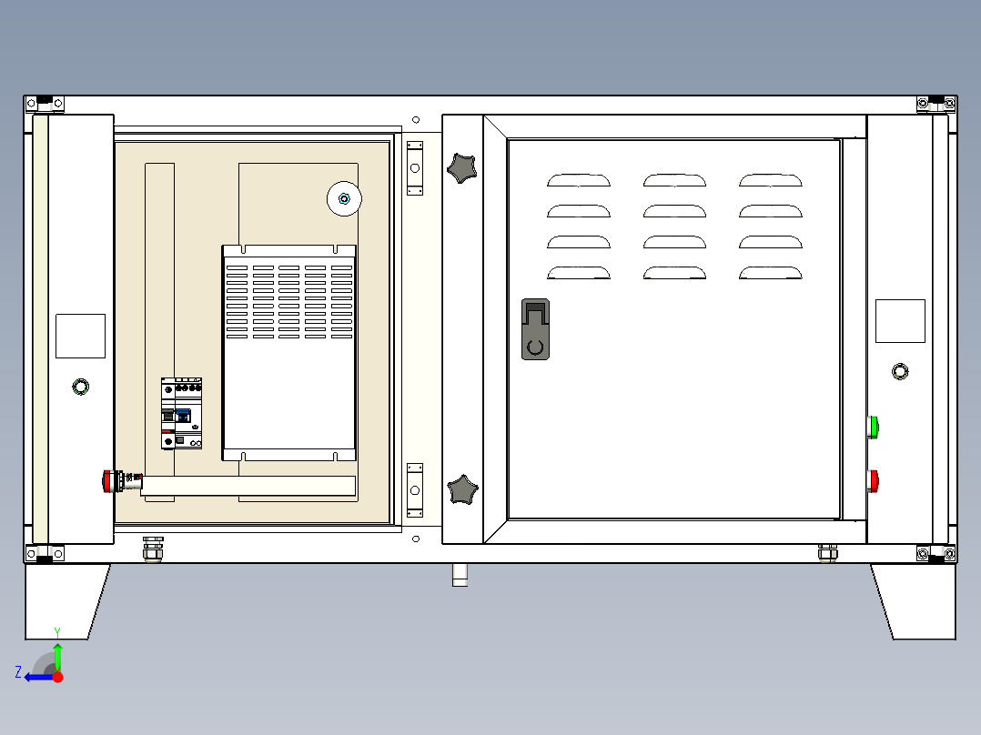 高效油烟净化器step+cad右视图