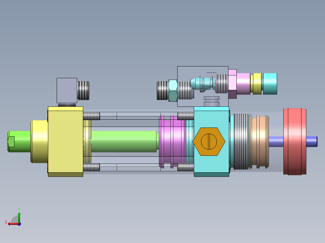 横拉杆气动缸（带双缸）（40x16x50.5）（40x8x12.7）mm后视图