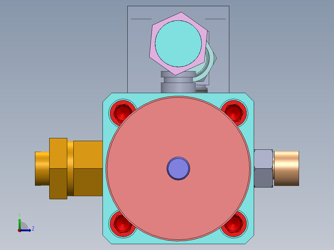 横拉杆气动缸（带双缸）（40x16x50.5）（40x8x12.7）mm左视图