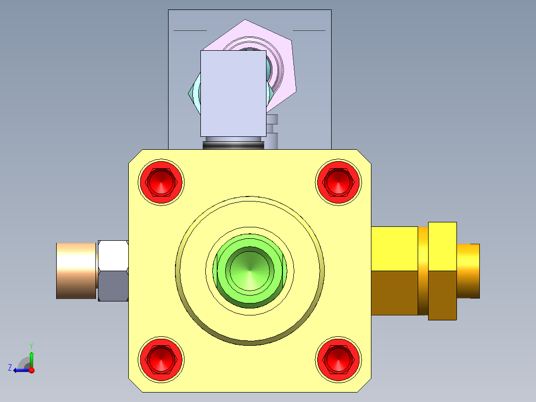 横拉杆气动缸（带双缸）（40x16x50.5）（40x8x12.7）mm右视图