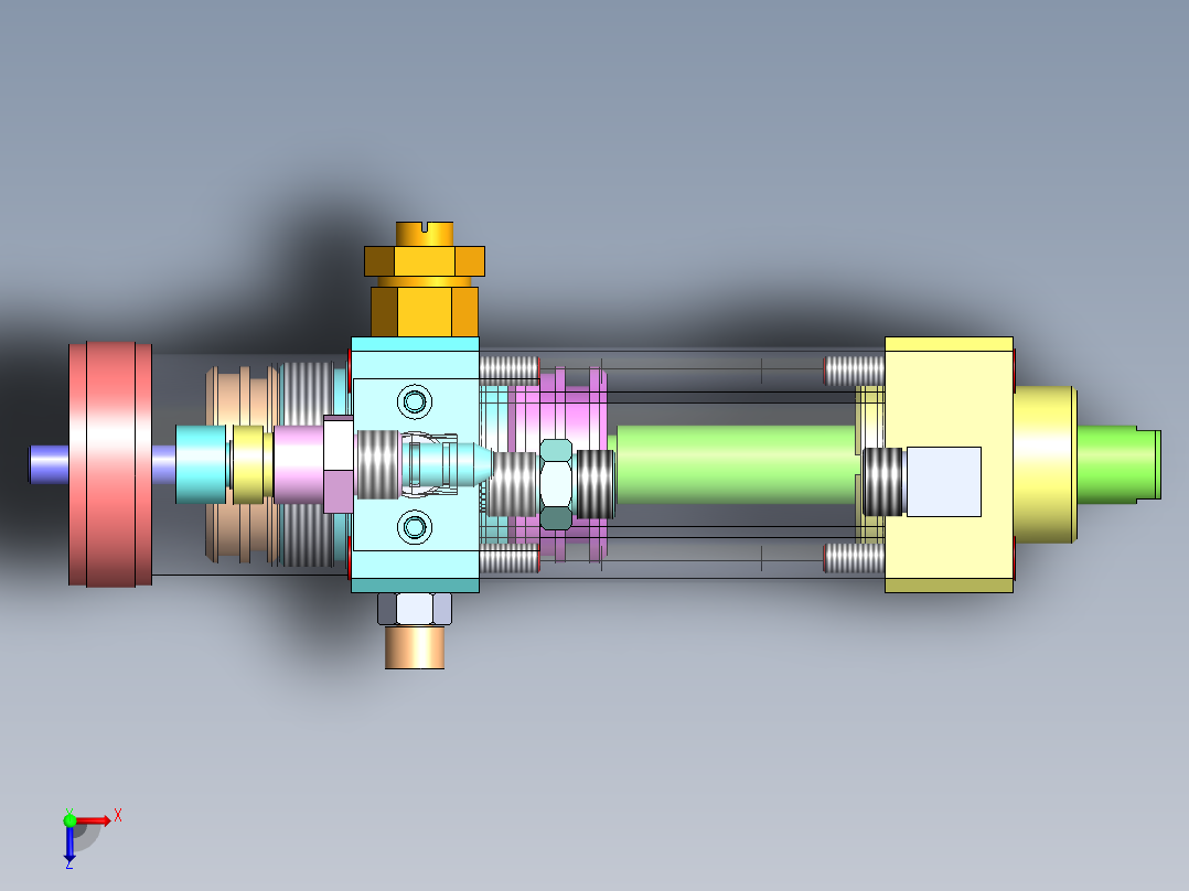 横拉杆气动缸（带双缸）（40x16x50.5）（40x8x12.7）mm俯视图