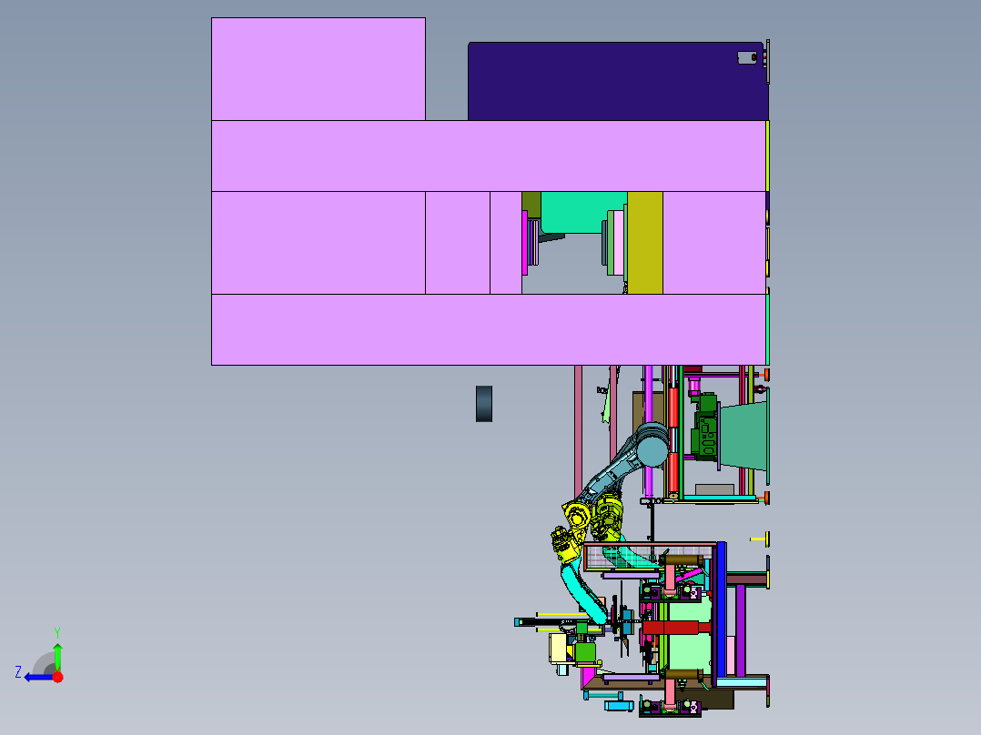 钣金面板冲压成型设备右视图