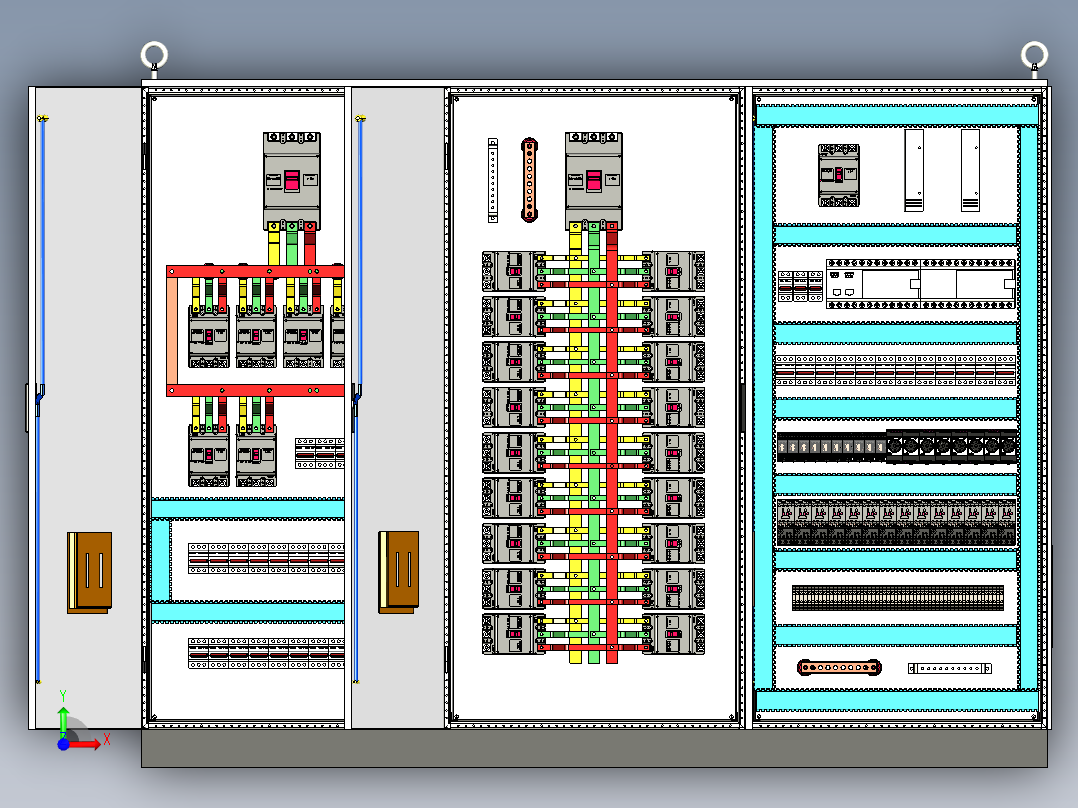 三柜组装630A电源plc延时控制柜 55905前视图