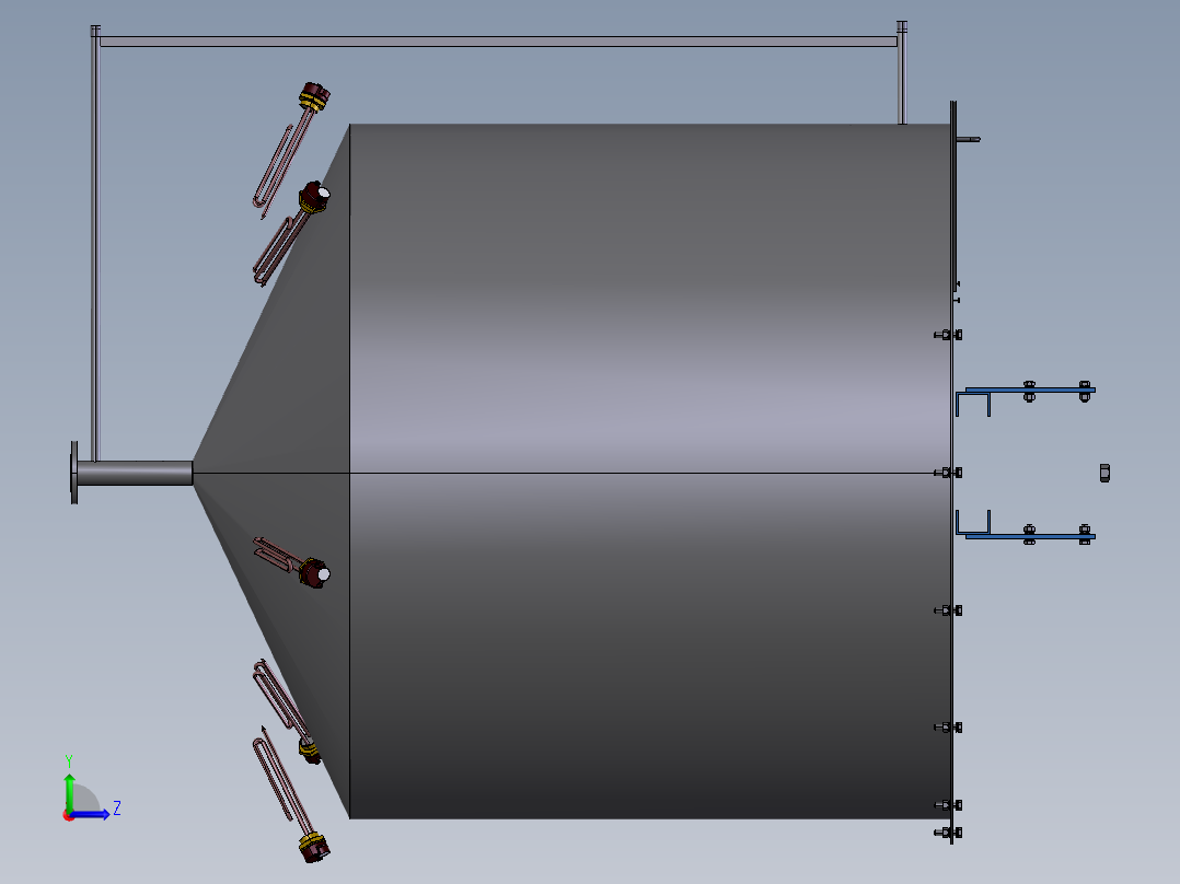 压力容积、反应器 1,8 立方米左视图