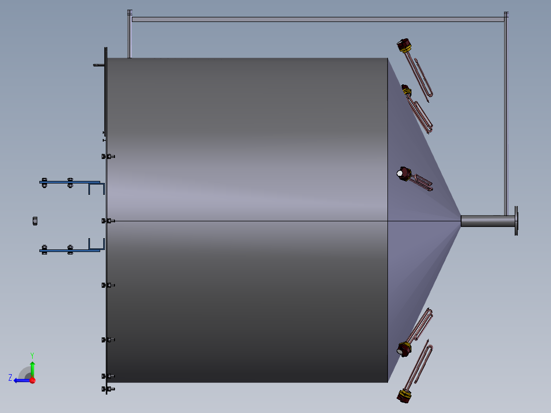 压力容积、反应器 1,8 立方米右视图