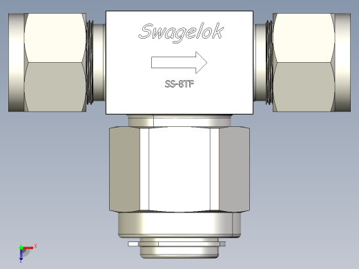 B3004455-SS-8TF-LE不锈钢T型颗粒过滤器，1_2英寸Swagelok管接头，无滤芯俯视缩略图