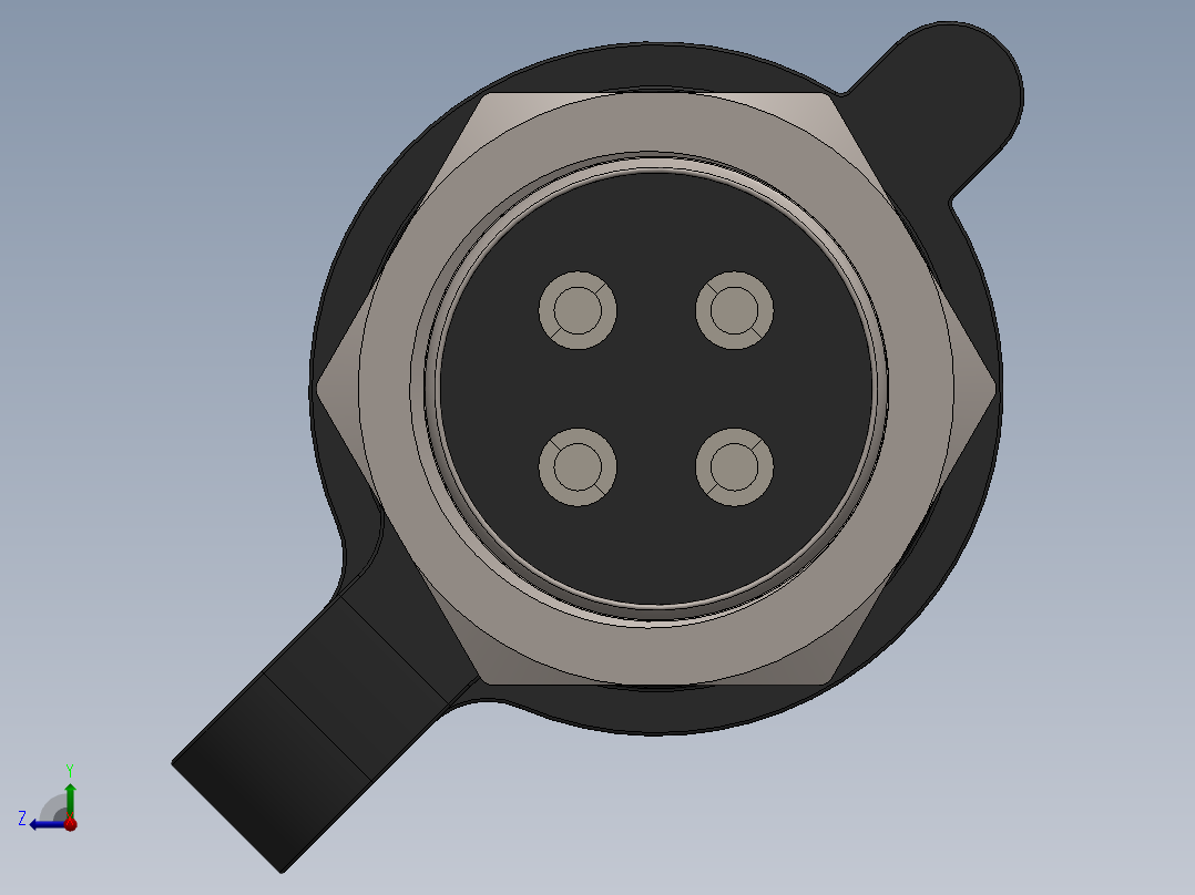 航空连接器GX16 M16防水对接背螺母公母插头插座2针&amp; 3针&amp; 4针右视图