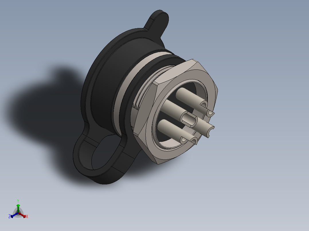 航空连接器GX16 M16防水对接背螺母公母插头插座2针&amp; 3针&amp; 4针正等轴测图