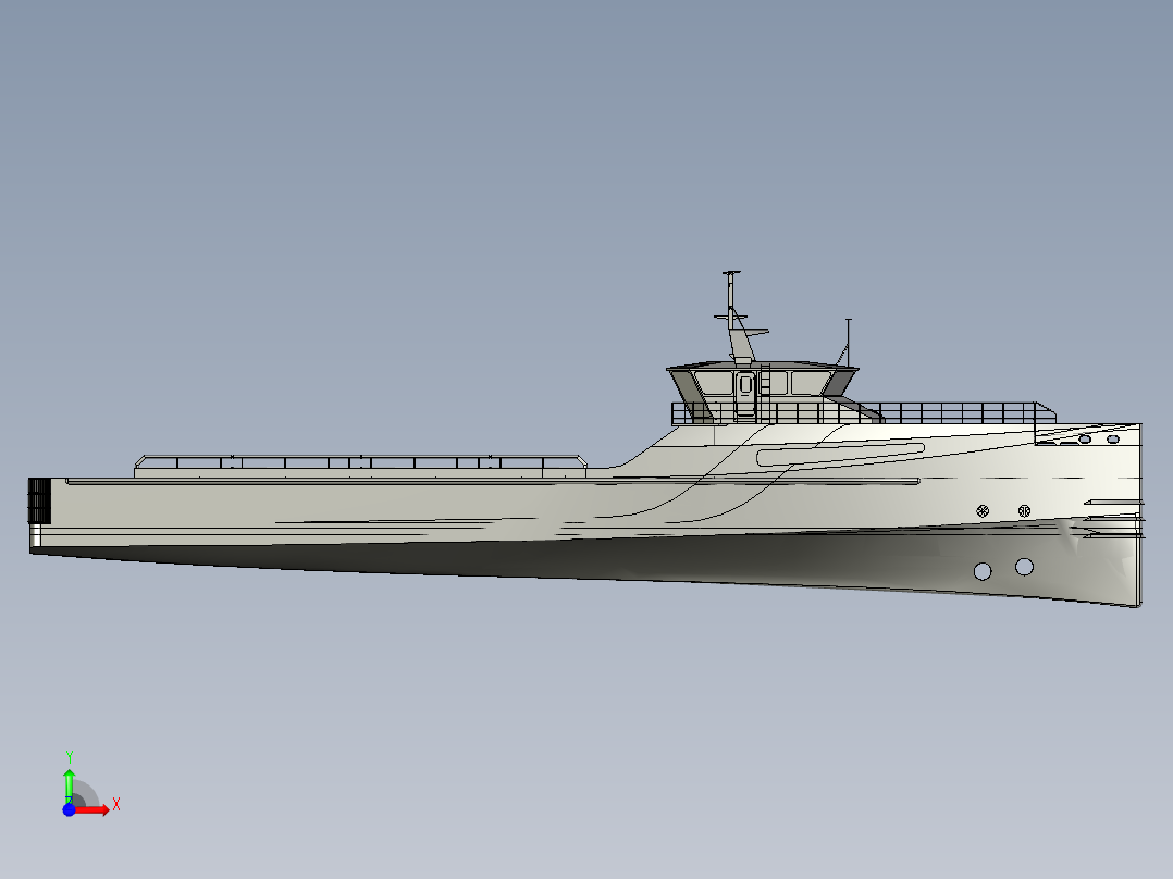 水上高速客运航线的船型与高速船前视图