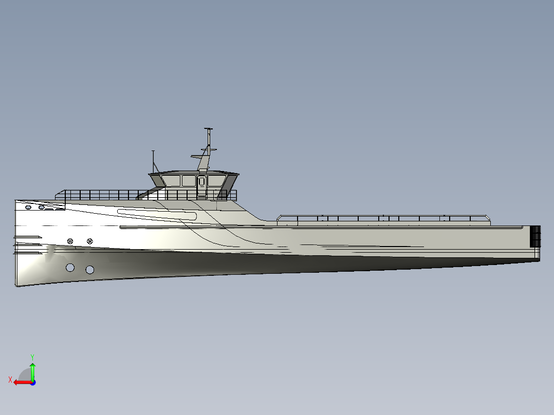 水上高速客运航线的船型与高速船后视图