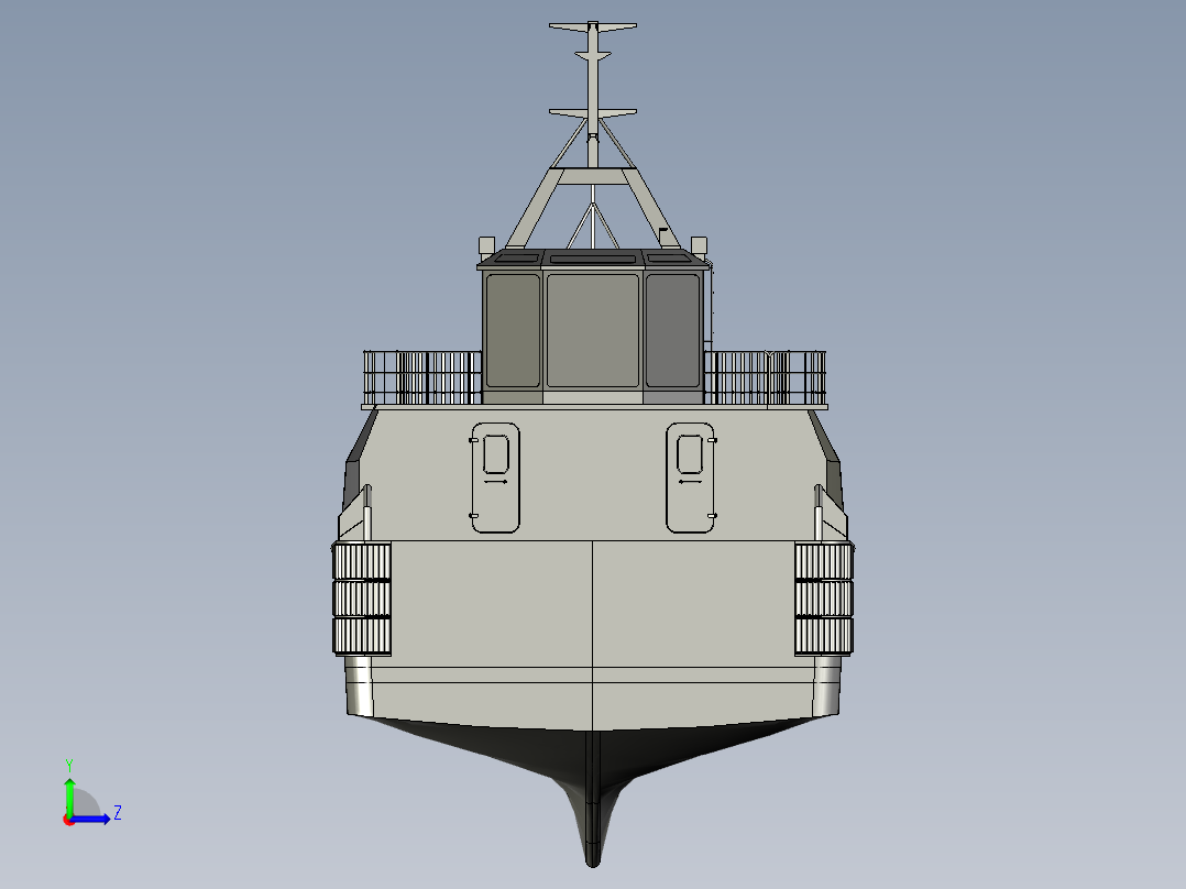 水上高速客运航线的船型与高速船左视图