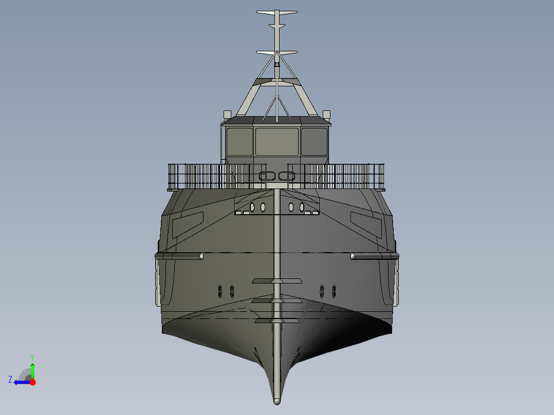 水上高速客运航线的船型与高速船右视图