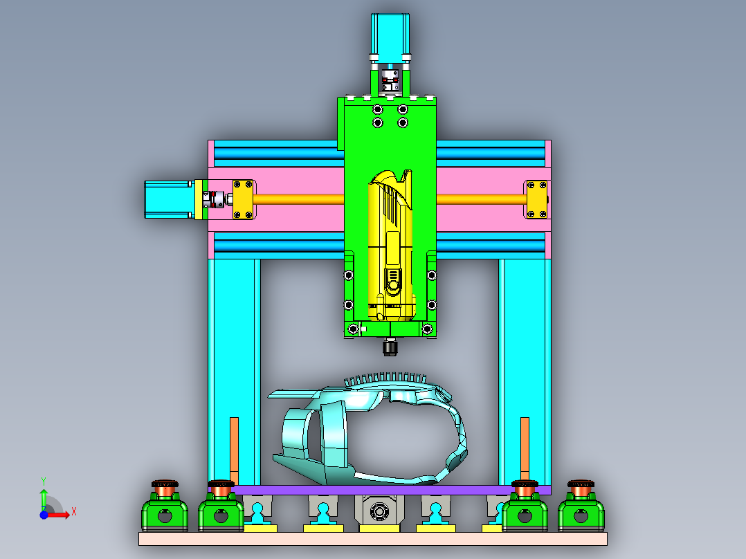 发动机外罩塑料壳毛边打磨专机设计前视图